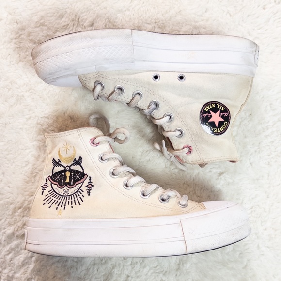 Converse Women's High-Top Sneakers - Cream with Black Accents - Picture 9 of 9